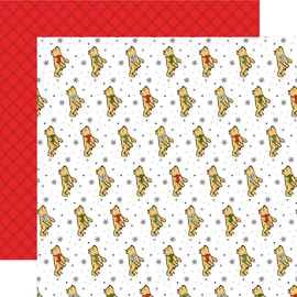 Echo Park - Winnie the Pooh Christmas - 12x12 Pattern Paper "Bundled Up Winnie"