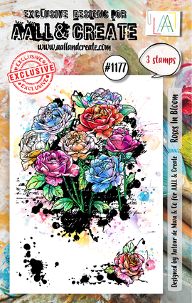 AALL & Create - A7 Photopolymer Clear Stamp Set #1177 - Roses In Bloom (3pcs)