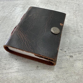 Handmade Leather Journal - 3"x4" Button Clasp