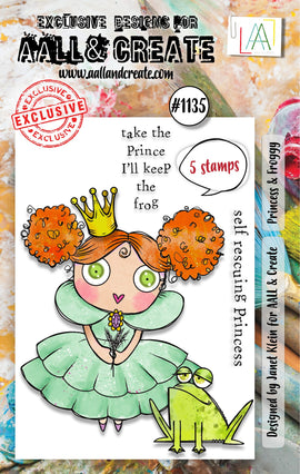 AALL & Create - A7 Photopolymer Clear Stamp Set #1135 - Princess & Froggy (5pcs)