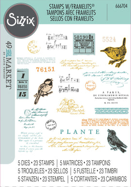 Sizzix - 49 and Market Stamps with Framelits - Bird Song (666704)