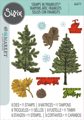 Sizzix - 49 and Market Stamps with Framelits - Pine Holidays (666711)