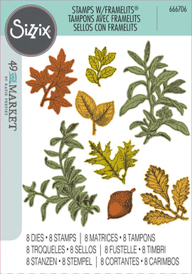 Sizzix - 49 and Market Stamps with Framelits - Forever Leaves (666706)