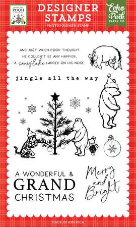 Echo Park - Winnie the Pooh Christmas - Designer Photopolymer Stamps - Grand Christmas Stamp Set (8pc)