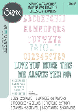 **Pre-Order** Sizzix - 49 and Market Framelits Stamp and Die Set - Fineline Alpha 01 (666807)