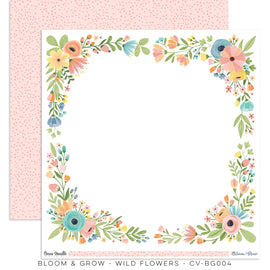 Cocoa Vanilla - Bloom & Grow - 12x12 Pattern Paper "Wild Flowers"