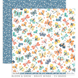 Cocoa Vanilla - Bloom & Grow - 12x12 Pattern Paper "Brave Wings"