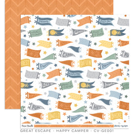 Cocoa Vanilla - Great Escape - 12x12 Pattern Paper "Happy Camper"