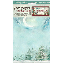 Stamperia - The Nutcracker - A6 Assorted Rice Papers "Backgrounds" (8 Sheets)