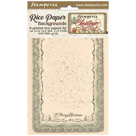 Stamperia - Classic Christmas - A6 Assorted Rice Papers "Backgrounds" (8 Sheets)