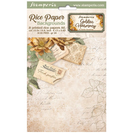 Stamperia - Golden Harmony - A6 Assorted Rice Papers "Backgrounds" (8 Sheets)