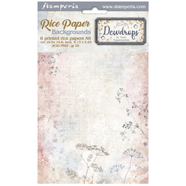 Stamperia - Create Happiness Dewdrops - A6 Assorted Rice Papers "Backgrounds" (8 Sheets)