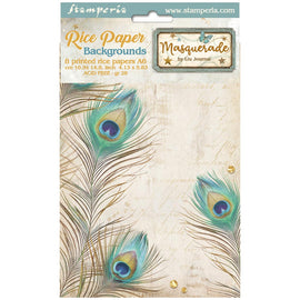 Stamperia - Masquerade - A6 Assorted Rice Papers "Backgrounds" (8 Sheets)