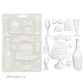 Stamperia - Masquerade - Soft Mould A5 Size -Flute and Cakes