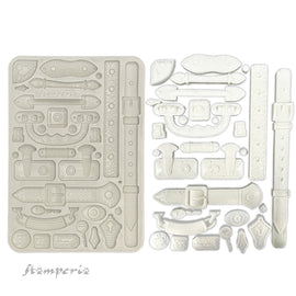 **Pre-Order** Stamperia - Art of Travelling - Silicon Mould A5 - Belts and Handles (ETA Mid Dec 24)