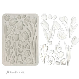 **Pre-Order** Stamperia - Art of Travelling - Silicon Mould A5 - Tulips (ETA Mid Dec 24)