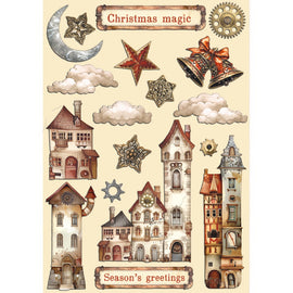 Stamperia - Gear Up For Christmas - Coloured Wooden Shapes A5 - Cozy Houses