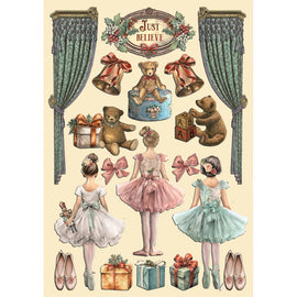 Stamperia - The Nutcracker - Coloured Wooden Shapes A5 - Ballet & Teddy