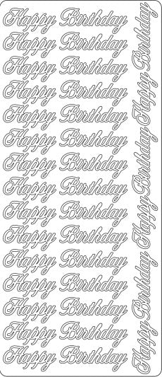 PeelCraft Stickers - Happy Birthday Asst - White (PC2777W)