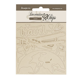 Stamperia - Art of Travelling - Decorative Chips (14x14cm) "Airplane"