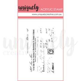 Uniquely Creative - Willow & Grace - Mini Acrylic Stamp - Vintage Receipt