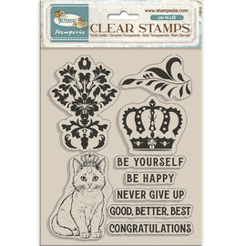 Stamperia - Alterego - Acrylic Stamp 14x18cm "Crown and Cat"