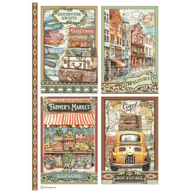 Stamperia - Art of Travelling - A4 Rice Paper - 4 Cards